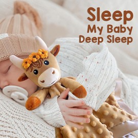 MOVEPAI Baby Security Blanket Soft Minky Baby Lovey Dog Plush Blanket for Boys and Girls,Snuggle Toy Lovie Newborn Gift Unisex Lovie Gift for Toddler, Light Brown 16 Inch