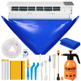 Aukdin Mini Split Cleaning Kit Bag with 2L High Pressure Sprayer, 13Pcs Professional Air Conditioner Cleaning Kit with Waterproof PVC AC Cleaning Cover Bib, HVAC Cleaning Tools (Large)
