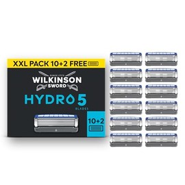 Wilkinson Sword Hydro 5 Men’s Razor Blade Refills, 10 Pack, 2 Bonus | 5 Blade Face or Body Razors for Men, Dual Lubrication, Moisturising Gel Formula, Soothing Aloe Vera, Flip Trimmer Shaver Head