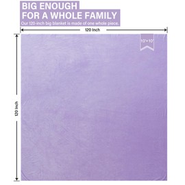 Vessia Oversized King Size Light Purple Blanket 10x10, Large Bed Blanket for Couch, Sofa, and Bed, California King Warm and Soft Microfiber Blanket for All Season(120x120inch)