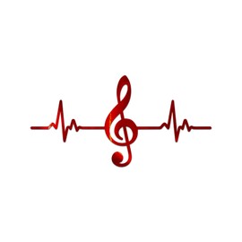 Music Note Heartbeat Decal Vinyl Sticker Auto Car Truck Wall Laptop | Red Holographic | 8" x 4"