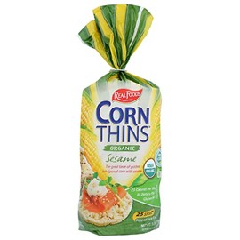 Real Foods Organic Sesame Flavored Corn Thin, Non GMO, 5.3 Ounce (Pack of 6)