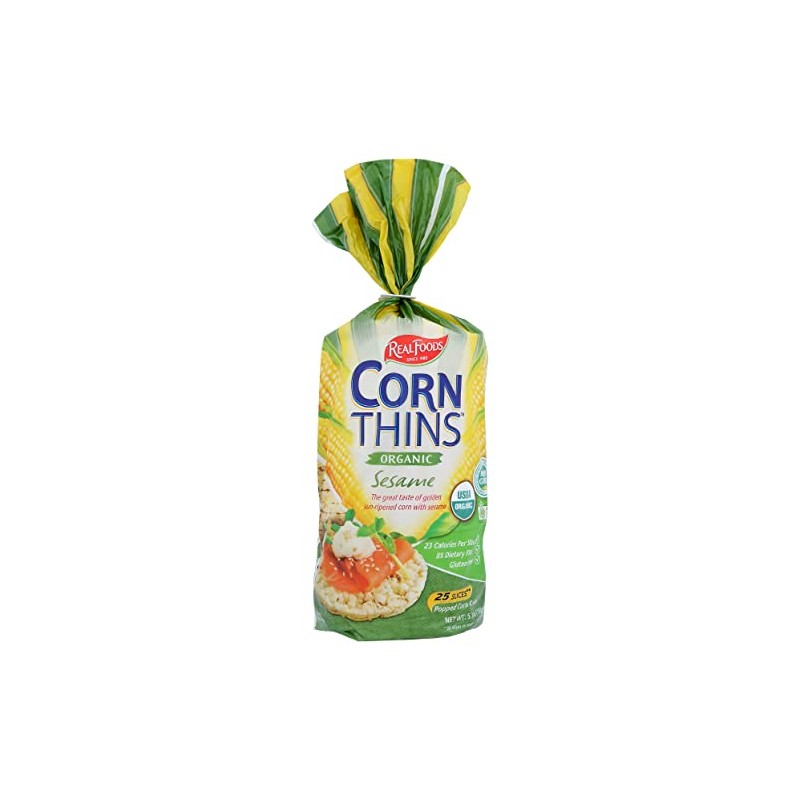 Real Foods Organic Sesame Flavored Corn Thin, Non GMO, 5.3