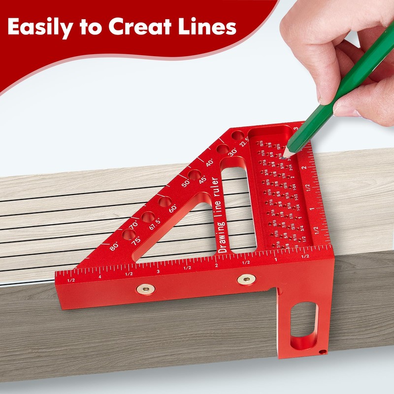 3D Multi-Angle Carpenter Hole Scribing Ruler, Aluminum Alloy Multi Angle