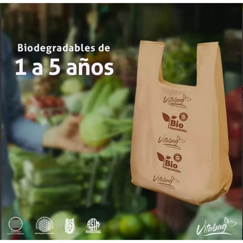 Anguiplast Bolsa Biodegradable Grande Vitabag Polipapel Con Asas 80 Pz