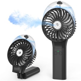 TENDWARE Handheld Fan Portable Misting Fan 180° Foldable USB Rechargeable Cooling for Summer Travel Outdoor Office Makeup Women Gift (Black)