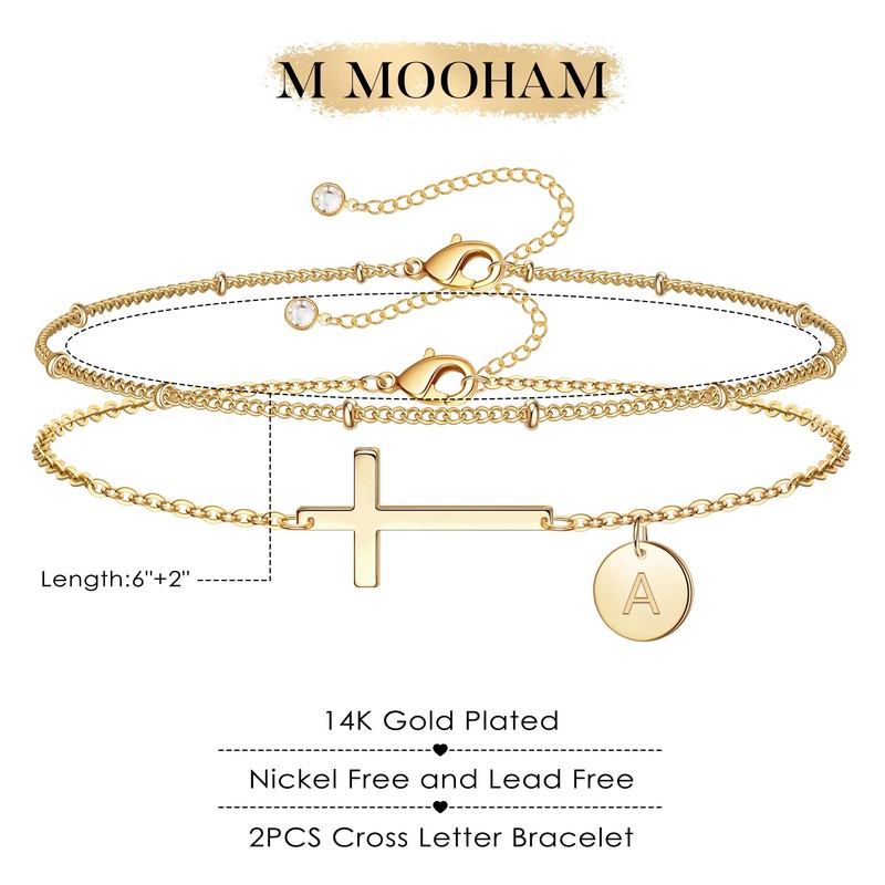 M MOOHAM Christian Gifts for Women - Initial M Cross