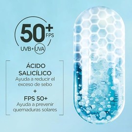 Garnier Super UV Protector Solar Facial Anti-Imperfecciones FPS 50+, con Ácido Salicílico, Amplia Protección Contra Rayos UVA y UVB, Textura Invisible