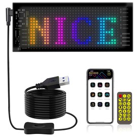 Flexible LED Scoreboard, 17.3 x 7 cm LED Scroll Script Programmable, LED Display Programmable, Programmable LED Sign for Car, Shop, Bar, Graffiti, Advertising, USB Powered, Smart App Control