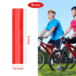 50 Pack Red Reflective Strips Premium Diamond Grade Reflective Stickers 1.2 x 6 inch Outdoor Waterproof Adhesive Reflective Stickers for Mailbox Reflector Cars Clothing Bikes Helmets Motorcycle