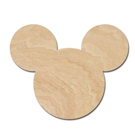 Mouse Head Wood Cutouts for crafts, Laser Cut Wood Shapes 5mm thick Baltic Birch Wood, Multiple Sizes Available