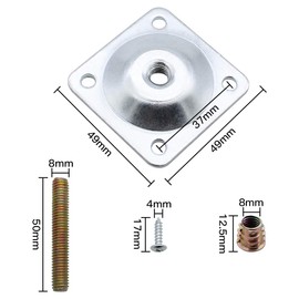 Mounting Plates, Furniture, Pack of 4, Mounting Plates, Furniture Leg Mounting Plates, Mounting Plates, Furniture Legs, Mounting Plates, Furniture Legs, Mounting Plates for Furniture, Sofas, Couch