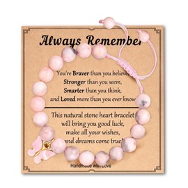Kinretixia Pink Butterfly Bracelet Natural Stone Jewellery Card Birthday Gifts for Girls Birthday Gifts for Daughter Gifts for Best Friends