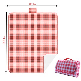 YIKANGHENG Waterproof Camping Blanket, 118 Inch x 80 Inch Enlarge Foldable Polyester Fiber Picnic Mat for Beach and Park Camping (red)