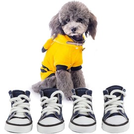4 Pieces Pet Dog Puppy Canvas Sport Shoes, Boots, Outdoor Nonslip Causal Dog Shoes (Blue, #3)