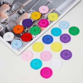 Chenkou Craft - Círculo de resina plástica de color mezclado, botón grande, 4 agujeros, costura de manualidades de 30 mm, 40 piezas (mezcla, 30 mm)