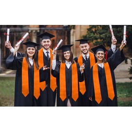 GHGMAO Unisex Adult Plain Graduation Stole Sash, Sublimation Blank Satin Stole for Men Women, Honor Stoles Orange Grad Sash for Class of 2025 Students, Academic Commencements, 72" Long