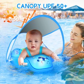 LAYCOL Baby Swimming Float with UPF50+ Sun Canopy Baby Floats for Pool No Flip Overbaby Pool for Baby Age of 3-36 Months