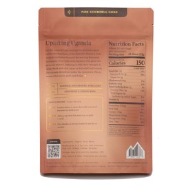 ORA Ceremonial Cacao - Uplifting Uganda - Organic 100% Cacao - Ethical - Regenerative - High Flavanol - Coffee Alternative - Better Energy - Heavy Metals Tested - Unsweetened - 8oz