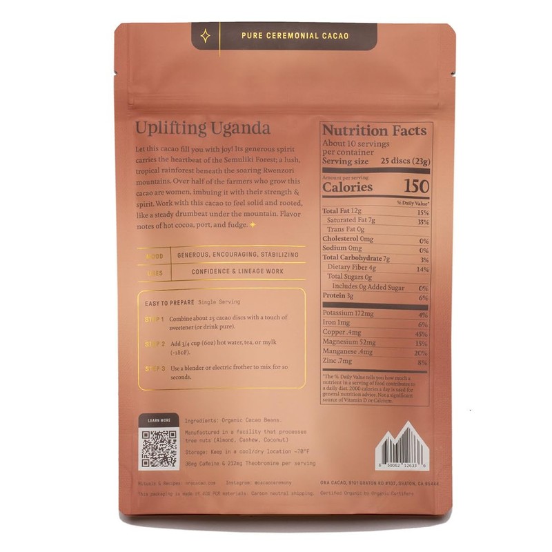ORA Ceremonial Cacao - Uplifting Uganda - Organic 100% Cacao