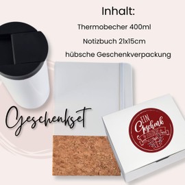 GRAZDesign Geschenkset Kaffeebecher mit Notizbuch - personalisiert mit Namen - Frühlingsmotiv - für Frauen