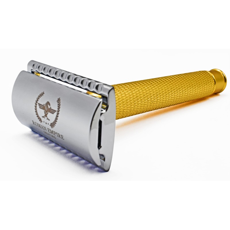 Roman Empire Shaving Double Thread Caesar Gold Safety Razor by