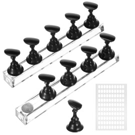 Piriuuo Pack of 2 Nail Stands, Acrylic Nail Stand for Press on Nails Display, Nail Practice Stand, Magnetic Nail Tips Holder, DIY Nail Art Stand, Nail Pressure Nail Stand for Manicure Tool