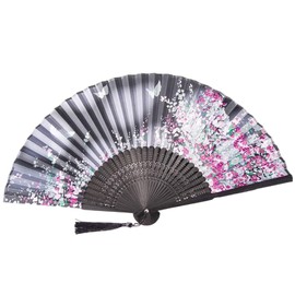 Formemory Men's Women's Folding Folding Bamboo Fan, Japanese Style, Summer, Silk, Stylish, Japanese Accessories, Beautiful, Floral Pattern, Butterfly, Butterfly Pattern, Lightweight, Japanese Gift