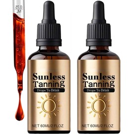 Sunless Tanning Drops To Drink - Drinkable Tanning Drops - Oral Drink - No Sun Required (2pcs)