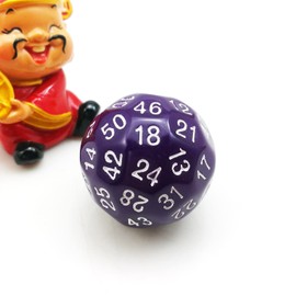 Bescon Fifty-Sided Die, 50 Sided Cube, 50 Sides Dice, 50-Sided D50 30mm Large Gaming Dice - Purple Opaque Color with White Numbers
