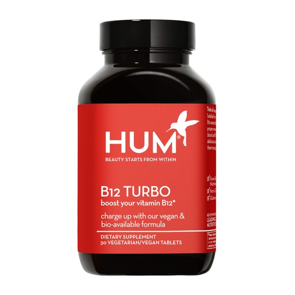 HUM B12 Turbo - Daily Energy Support Supplement - Vitamin B Complex, Calcium Supplement for Mood Support + Hormone Balance - Non-GMO, Gluten-Free, Vegan (30 Tablets)