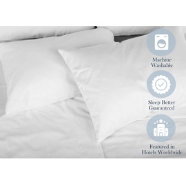 Feather/Down-Proof, 100% Cotton, Pillow Protector - Reduce Pokes with Hypoallergenic, Breathable, Machine Washable, Quiet, Soft Covers - Zippered Enclosure & Machine Washable (2, Queen)