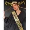 TOBATOBA Birthday Queen Sash and Crown for Women - Gold