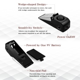 EMDMAK Door Stop Alarm with 120DB Siren Door Stop for Home & Travel (Black) (Pack of 3)