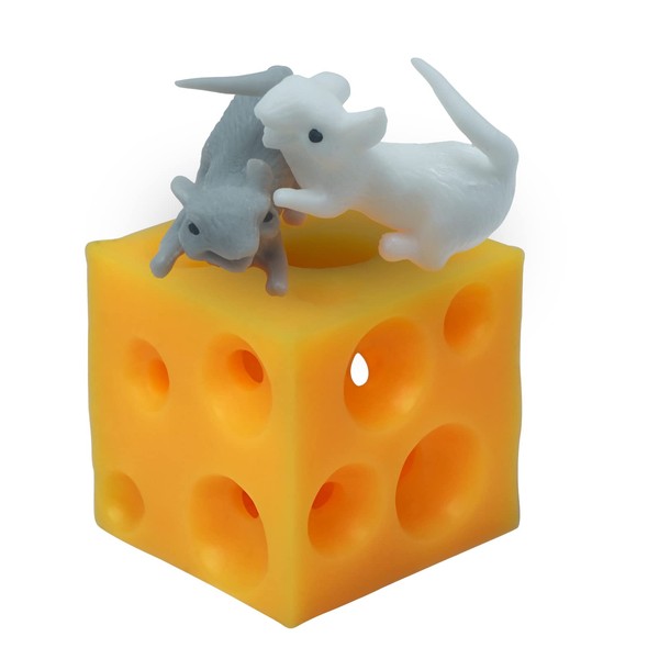 FSFHSJ Stretchy Cheese and Mice Toy , 2 Squishable Mouse