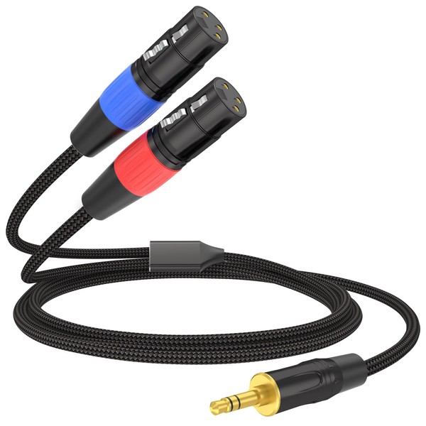 HOSONGIN 3.5mm TRS to Dual XLR Female Cable 6FT, Braided