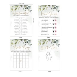 Botanical Eucalyptus Bridal Shower Game Set – 4 Fun Games and Activities for 25 Guests, Includes Bingo, He said She said, for Guests, Couples Wedding Shower Games for Couples, Bridal Party Game