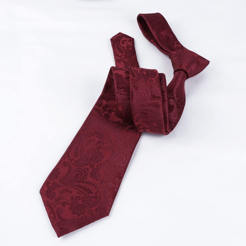 Alizeal Men's Classic Paisley Tie with Pocket Square Set, 174-Dark