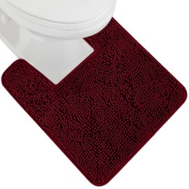 GORILLA GRIP Plush Absorbent Shaggy Chenille Bath Rug Mat for Square Toilet Base with Rubber Backing, Machine Washable Rugs, Soft Microfiber Contour Mats for Toilets, Bathroom Decor, Burgundy