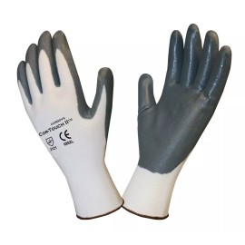 Safety, Crowd Control, Rope Cordova Cor-Touch II 13-Gauge Gloves, White Polyester Shell, Gray Flat Nitrile P