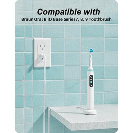 Charger Compatible with Braun Oral B iO Base Series7, 8, 9 Electric Toothbrush Charging, Replacement 3768 Magnetic Power Supply Cord (White)