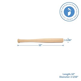 Wood Baseball bat 12 Inch Pack of 10 Unfinished Mini Wood Baseball Bat, Small Bat, Party Decor, Bedroom, Crafts, by Woodpeckers