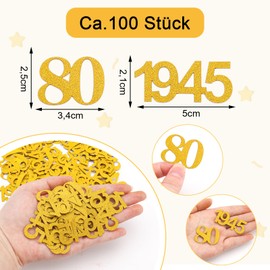 GoldRock Confetti 80th Birthday Decoration Large 3.4-5 cm, Pack of 100 Confetti 80th Birthday, Decoration 80th Birthday Woman Man 1945, Glitter Table Decoration 80th Birthday, Decoration 80th Birthday