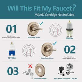 Replacement for Delta 13/14 Series Shower Trim Kit Fit for Champagne Bronze, Shower Cover Plate with Handle (Valve& Catridge Not Inclued)