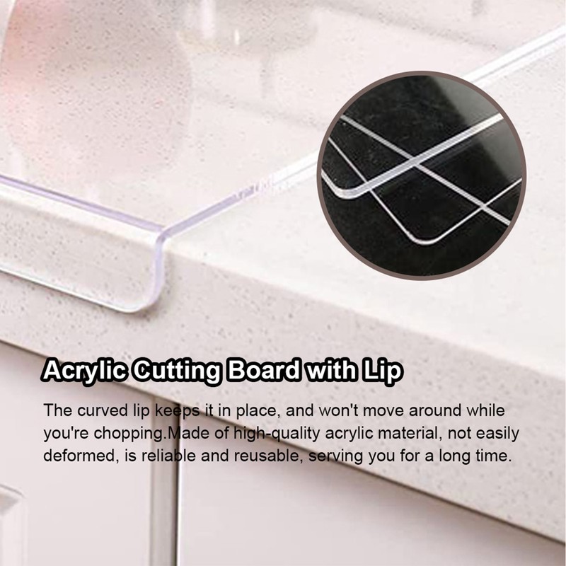 Acrylic Chopping Board Transparent Non Slip Cutting Board with Lip