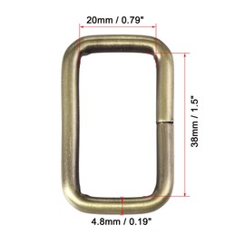 sourcing map Metal Rectangle Ring Buckles 38x20mm for Bags Belts DIY Bronze Tone 10pcs
