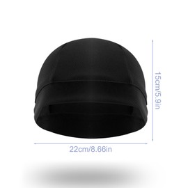 Anseom 2 Pieces Cycling Skull Cap Sweat Cap Running Cap Breathable Beanie Hat Cycling Helmet Liner Cap Moisture Wicking Skull Caps Soft Under Helmet Hats for Men and Women (Black + Grey)
