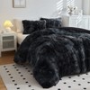 Wajade Faux Fur Plush Black Comforter Set Fluffy Fuzzy Shaggy