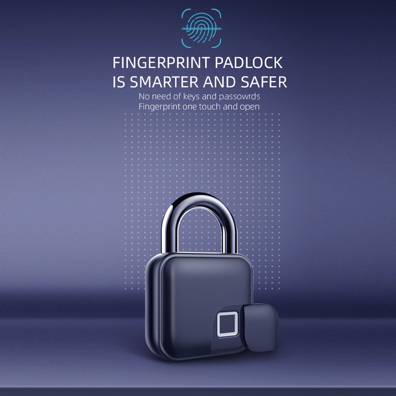 Fingerprint Padlock Waterproof Safety Electronic Lock for Door Suitcase Gym