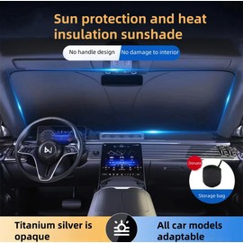 HalfGlobe car sunshade front, car side window mesh, car sunshade rear, keep the car cool, foldable, car side window mesh, free storage bag, suitable for small cars, SUVs, scooters, etc. (55*27in) (6)